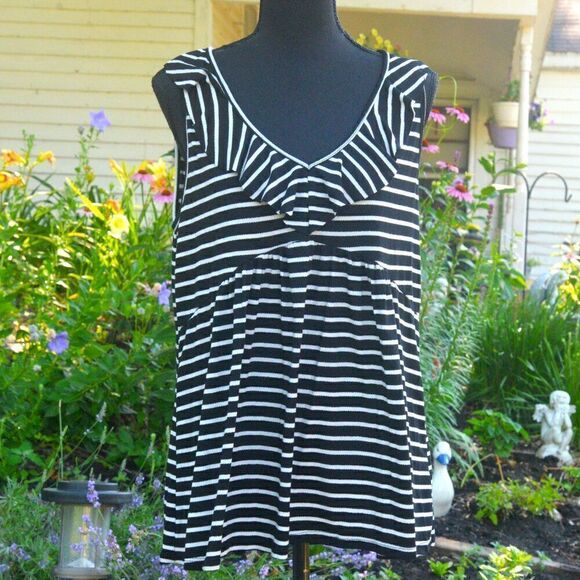 Haptics by Holly Harper Ruffled V-Neck Ribbed Babydoll Tank - Picture 1 of 4